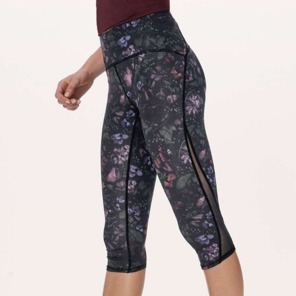 Lululemon Train Times Cropped Dark Floral Leggings